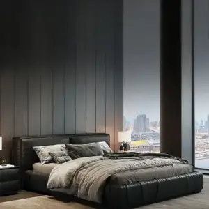 | سرير نوم جلد فاخر على الطراز الايطالى