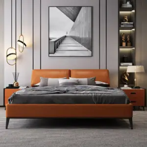 سرير نوم جلد بتصميم فاخر