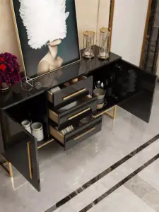 طاولة بوفيه طعام فاخر بسطح رخامي 10 طاولة بوفيه طعام فاخر بسطح رخامي