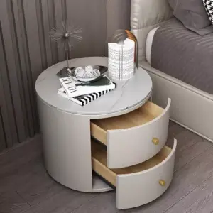 | طاولة جانبية مستديرة بقاعدة استانلس ستيل