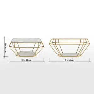طاولة قهوة بسطح زجاجي بتصميم سداسي 5 | طاولة قهوة بسطح زجاجي بتصميم سداسي