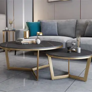 | طاولة قهوة مزدوجة رخام بتصميم مودرن