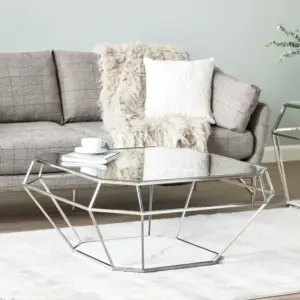 طاولة قهوة بسطح زجاجي بتصميم سداسي 6 | طاولة قهوة بسطح زجاجي بتصميم سداسي