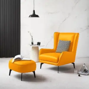 | كرسى استرخاء من الجلد مع مسند للقدم