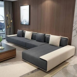 | كنب زاويه جلد بتصميم فاخر