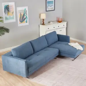 كنبة زاوية بقاعدة مربعة معدنية ثابتة