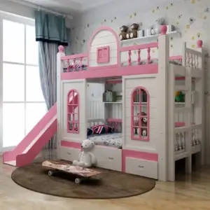 سرير أطفال دورين مع زحليقة – تصميم ممتع وآمن – خشب متين – سلم جانبي – ألوان متعددة 5 سرير-