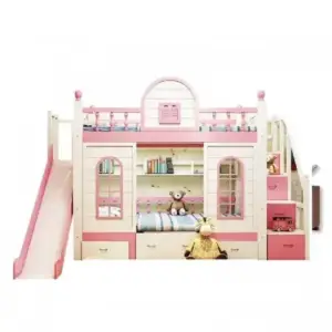 سرير أطفال دورين مع زحليقة – تصميم ممتع وآمن – خشب متين – سلم جانبي – ألوان متعددة 7 سرير-2