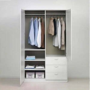 | دولاب ابيض ب 3 ارفف و وحدة تخزين