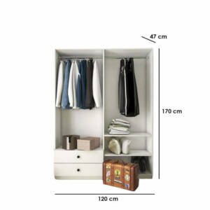 | دولاب ابيض بادرج و ارففف مع علاقة ملابس