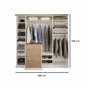 | دولاب بارفف بمساحات مختلفه و 4 ادرج و علاقة ملابس