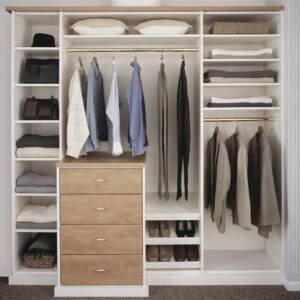 دولاب بارفف بمساحات مختلفه و 4 ادرج و علاقة ملابس