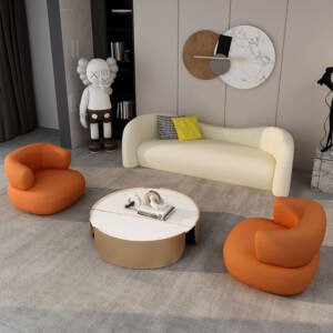 | اريكة مخملية بتصميم انحنائي