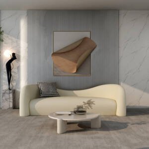 | اريكة مخملية بتصميم انحنائي