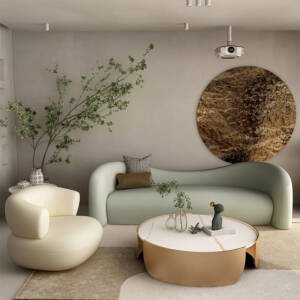 | اريكة مخملية بتصميم انحنائي