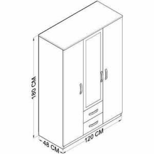 | دولاب يتكون من 3 وحدات تخزين علاقة ملابس و 3 ارفف مع مراه
