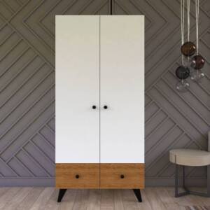 | دولاب يتكون من 4 أرفف من جهة و علاقة ملابس و رف علوي من جهة اخرى + درجي