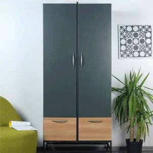 | دولاب يتكون من 4 أرفف من جهة و علاقة ملابس رف علوي من جهة اخرى + ادرج