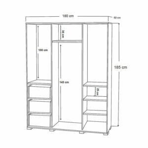 | دولاب من ارفف و علاقة ملابس و ادرج