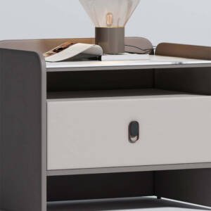 | كومودينة رمادي من خشب ام دي اف