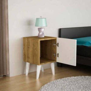 | كومودينة بارجل باللون الابيض في خشبي