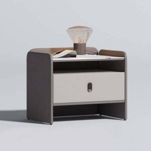 | كومودينة رمادي من خشب ام دي اف