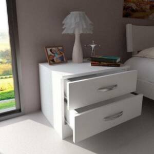 | كومودينة من خشب صلب ابيض