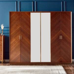 خزانة ملابس 6 أبواب بأدراج - ريفايند فينتاج 5 | خزانة ملابس 6 أبواب بأدراج - ريفايند فينتاج