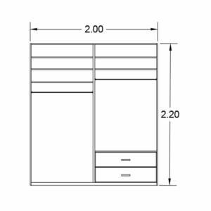| دولاب ابواب منزلقه بارفف و ادرج و علاقة ملابس