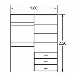 | دولاب من 3 أرفف باب الثاني من 2 أرفف علاقة ملابس