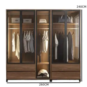 | خزانة ملابس مودرن بطراز دريسنج روم – تصميم جرار عملي – أرفف متعددة – لون خشبي مميز