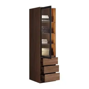 خزانة ملابس بزجاج شفاف – تصميم عصري أنيق بلمسات فاخرة – أرفف داخلية وتنظيم عملي – تشطيب خشبي راقٍ 7 خزانة-ملابس-3