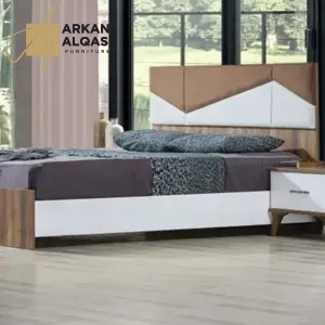 سرير من خشب ام دي اف بني في ابيض