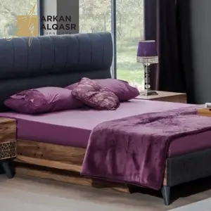 سرير رمادي غامق من خشب طبيعي و ام دي اف