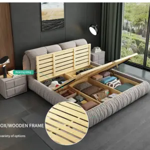 | سرير نوم فاخر شيك مع 2 طاولة جانبية