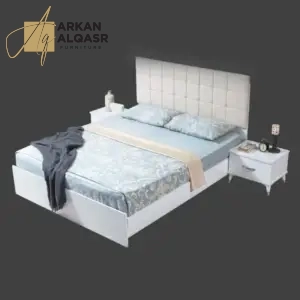 | سرير خشبي مبطن من الظهر