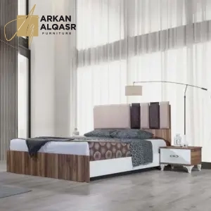 سرير خشبي في وردي من خشب ام دي اف