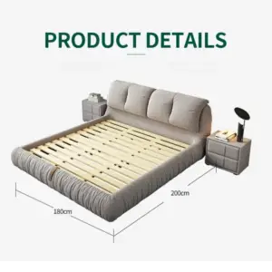 | سرير نوم فاخر شيك مع 2 طاولة جانبية