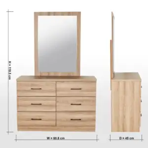 | طاولة تزيين 6 أدراج مع مرآة - فريد