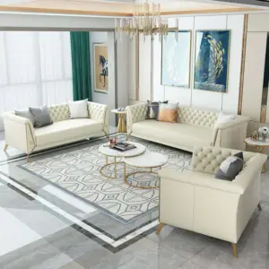 طقم كنب مودرن 3 قطع جلد