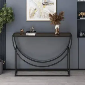 كنسول معدني بسطح زجاجي فاخر 2 كنسول معدني بسطح زجاجي فاخر