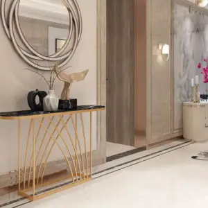 | كنسول بسطح رخام قاعدة معدنية عصري