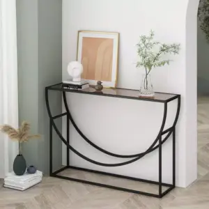 كنسول معدني بسطح زجاجي فاخر 1 كنسول معدني بسطح زجاجي فاخر