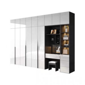 | خزانة ملابس مع تسريحة بتصميم مميز – 2 في 1 بوحدات تخزين وأدراج – مرآة مدمجة وتشطيب فريد