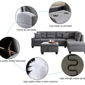 | كنب زاوية مودرن على حرف ل متعدد الوظائف