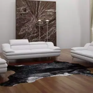 طقم كنب جلوس بتصميم جلدي بسيط