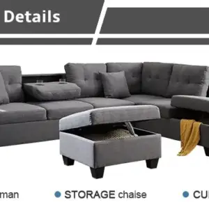 | كنب زاوية مودرن على حرف ل متعدد الوظائف