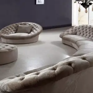 كنب مودرن مع كرسي مفرد بشكل دائري مميز