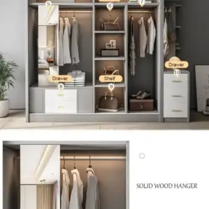 | دولاب ملابس شفاف بأبواب زجاجية