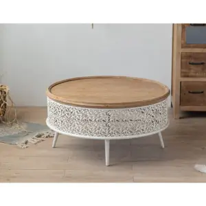 | طاولة قهوة خشب علي الطراز الريفي